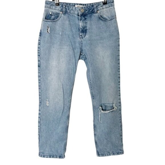 Whistles Distressed Cropped Jeans Rigid 100% Cotton Medium Wash Size 26 - Picture 1 of 13